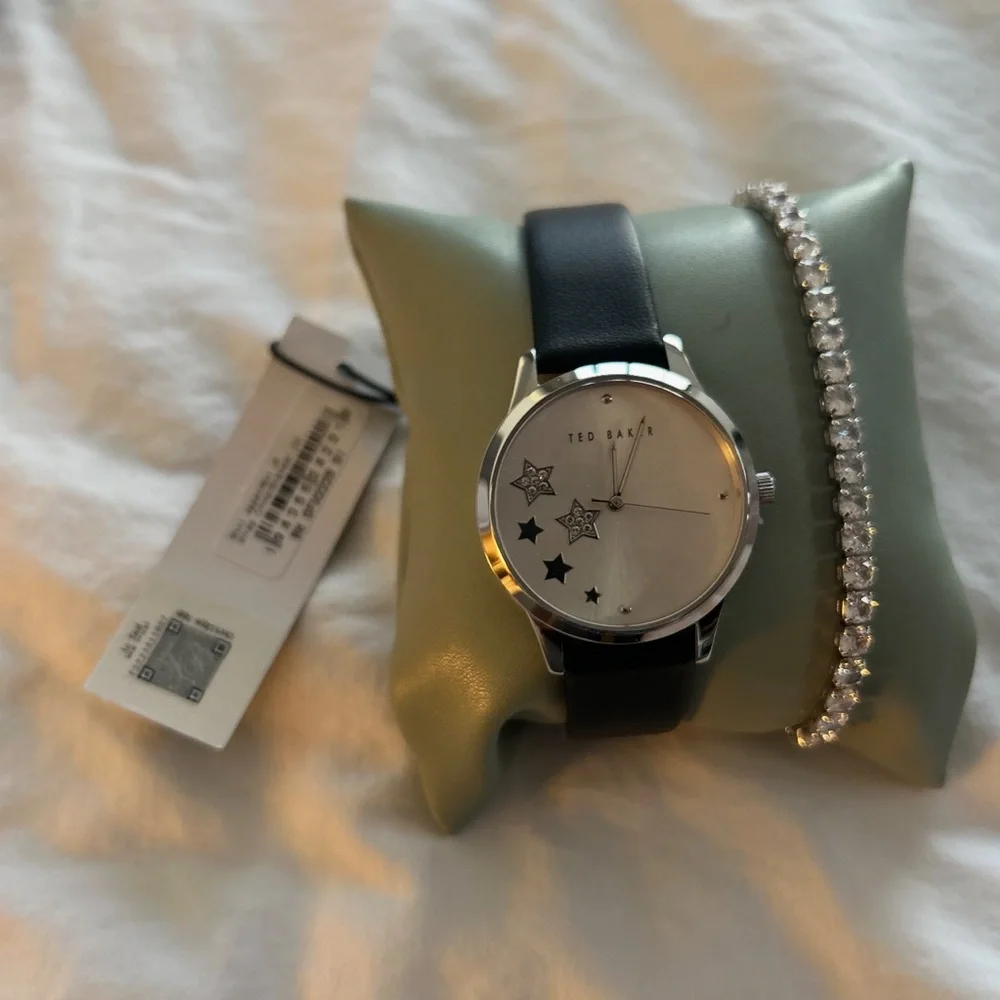 Ted Baker Silver and Black Star Watch - Picture 2 of 3